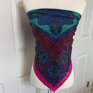 Vintage Vibrant Paisley Axcess Scarf head, neck, purse scarf shawl floral boho✨